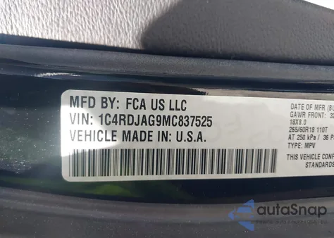 2021 Dodge Durango Sxt Plus Awd from USA, damaged, VIN 1C4RDJAG9MC837525